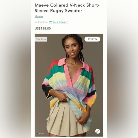 NWT Size S (P2P 26") -Maeve Collared Cotton Rugby Sweater White (NWT US$ 128) - Picture 15 of 16